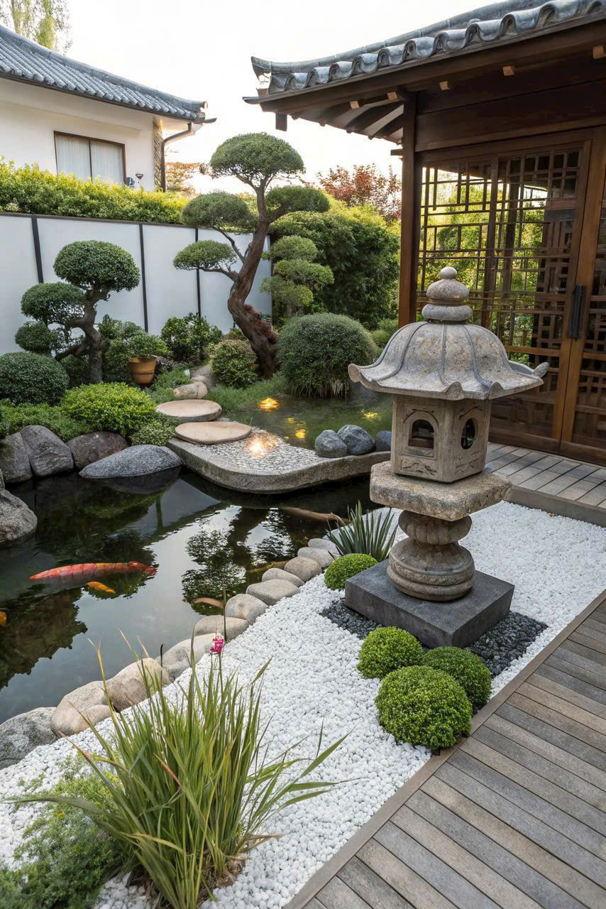 Thành phẩm hồ cá Koi ban ngày